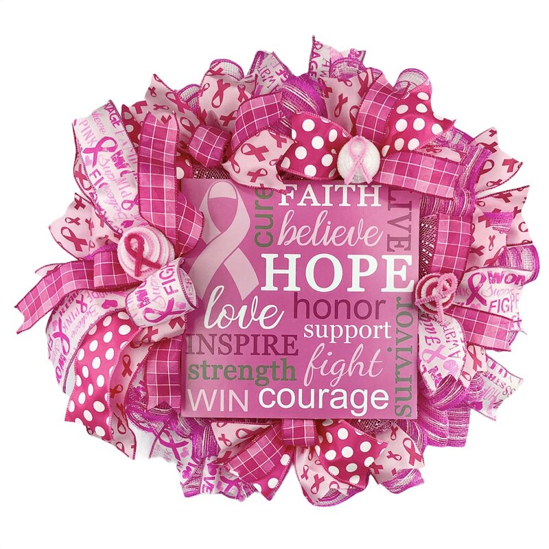 Breast Cancer Wreath, Breast Cancer Support, Hope outlet Wreath, Cancer Support Wreath, Believe Wreath